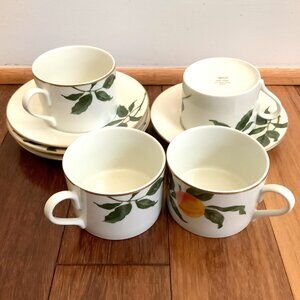 4 Sets Mikasa Fine China “REGAL POMME” Peaches Teacups & Sauces 8 piece L3133